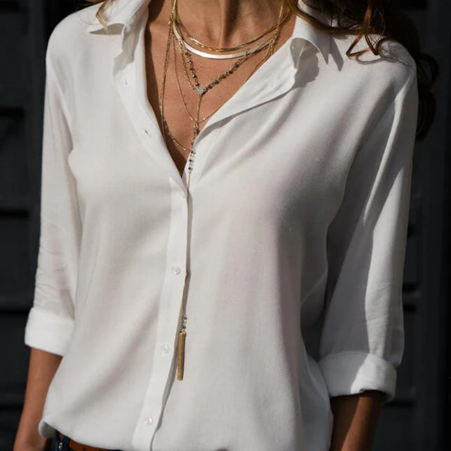 Onbely chemisier boutonnage manches longues décontracté femme blouse