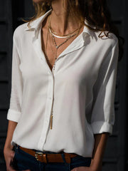 Onbely chemisier boutonnage manches longues décontracté femme blouse