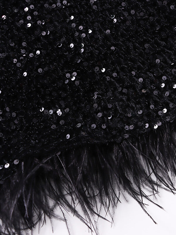 Onbely jupe longue mode brillante paillette plumes - onbely