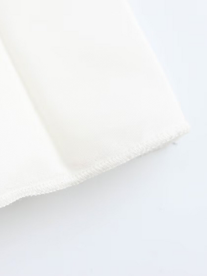 Onbely Robe Midi Bicolore noir et blanc plissé Sans Manches col rond Cocktail