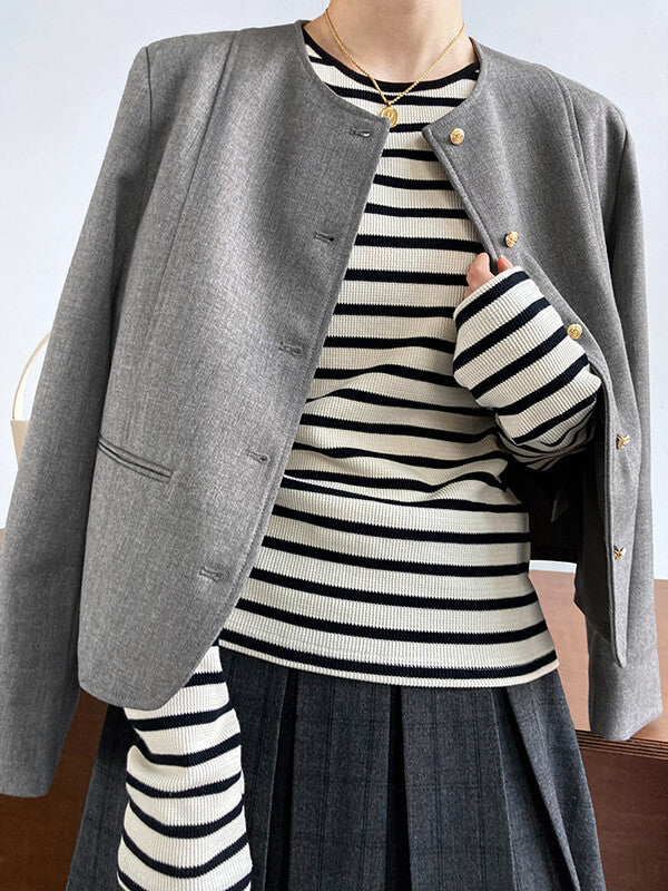 Onbely blazer boutonnage avec poches manches longues femme mode - onbely