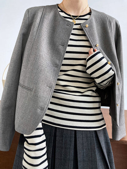 Onbely blazer boutonnage avec poches manches longues femme mode - onbely