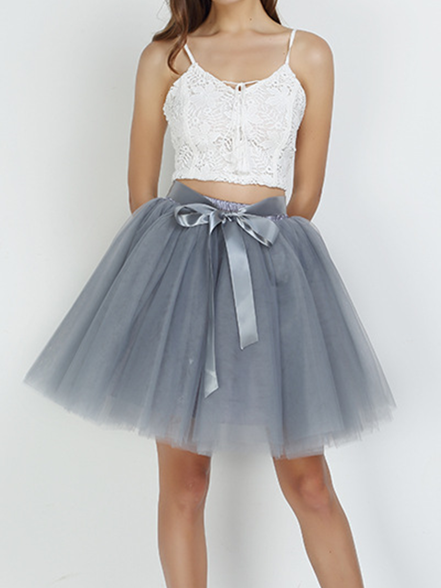 Onbely Jupe mi-longue en tulle avec ceinture élégante pour femme