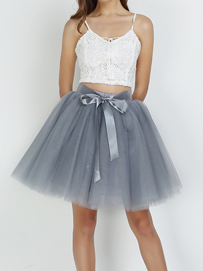 Onbely Jupe mi-longue en tulle avec ceinture élégante pour femme
