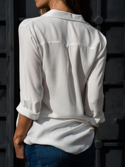 Onbely chemisier boutonnage manches longues décontracté femme blouse