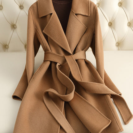 Onbely manteau en laine avec ceinture col revers femme élégant noël