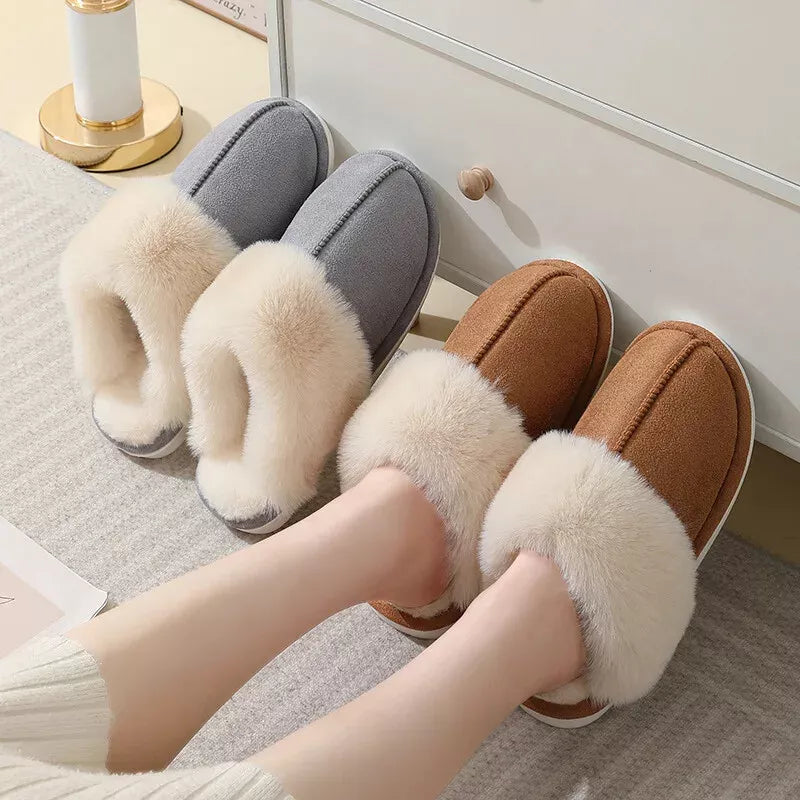 Chaussons Confortables et Chauds pour Femme – Fausse Fourrure, Antidérapants, Soin des Pieds