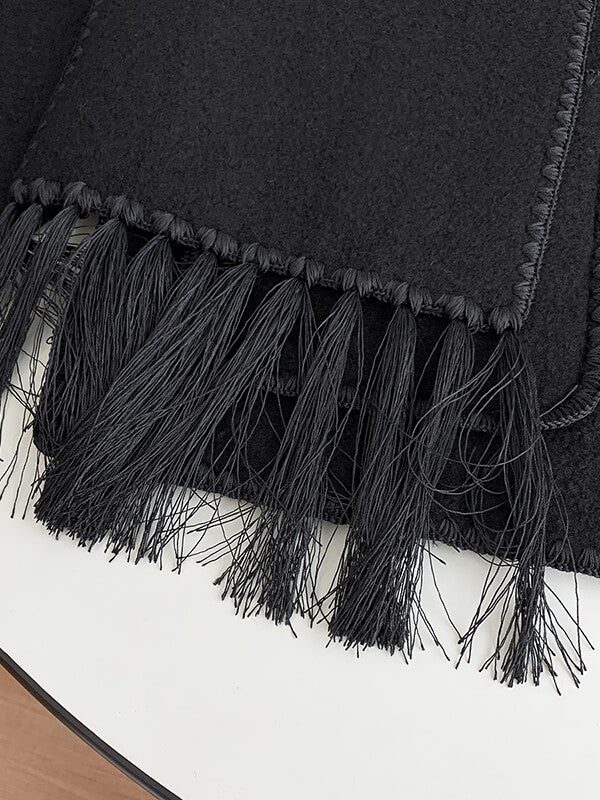 Onbely manteau en laine mode avec frange écharpe femme - onbely