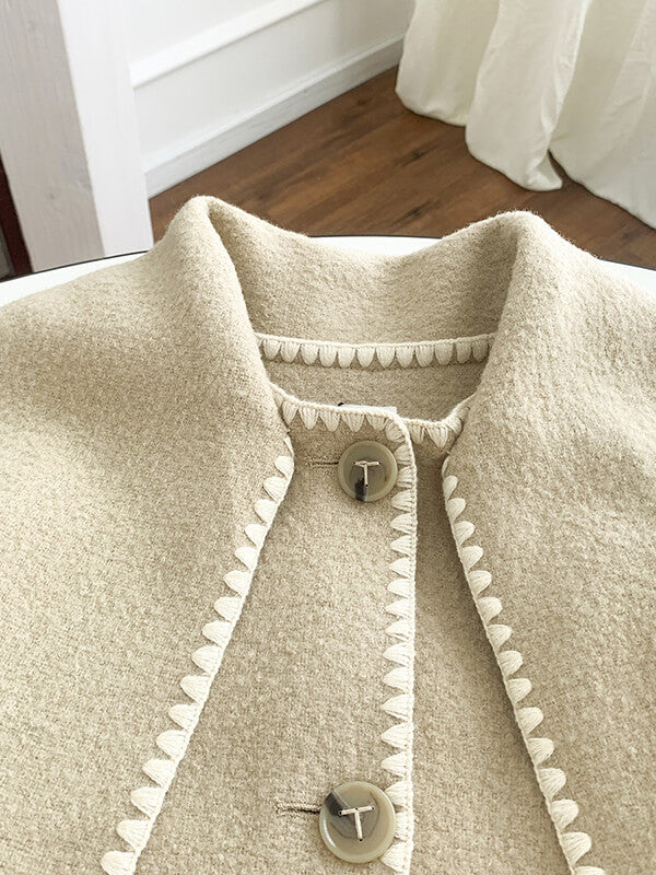 Onbely manteau en laine mode avec frange écharpe femme - onbely