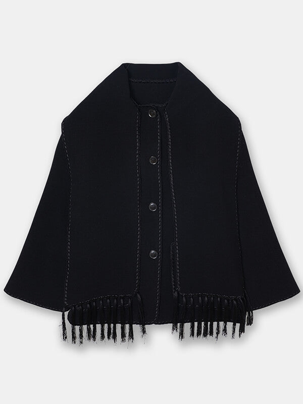 Onbely manteau en laine mode avec frange écharpe femme - onbely
