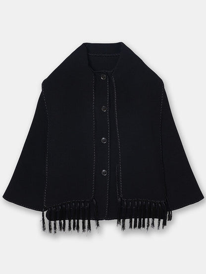 Onbely manteau en laine mode avec frange écharpe femme - onbely